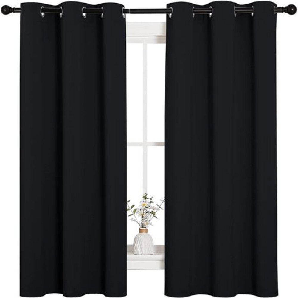Halloween Pitch Black Solid Thermal Insulated Grommet Blackout Curtains/Drapes